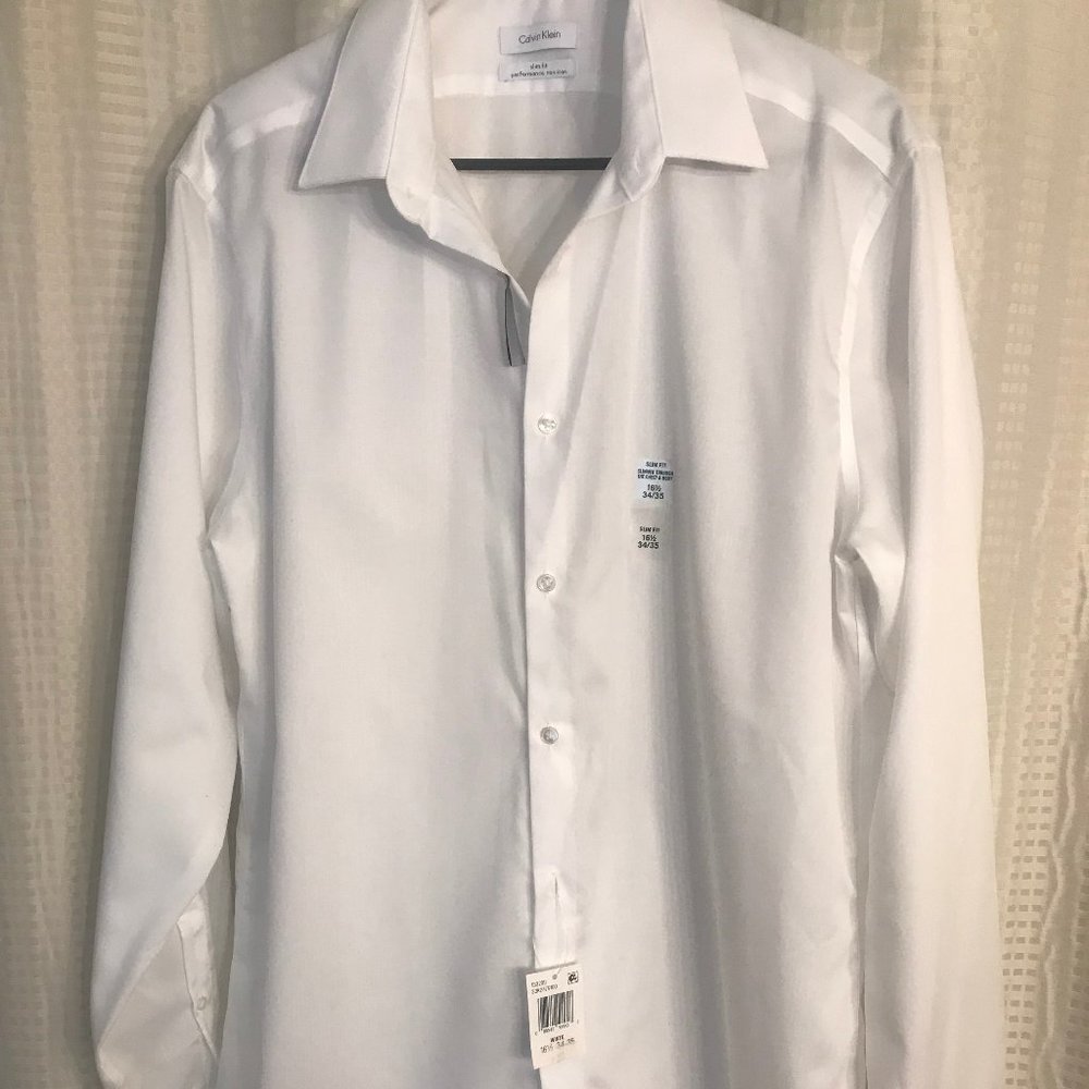 Calvin Klein white dress shirt 161/2 x 34/35 slim